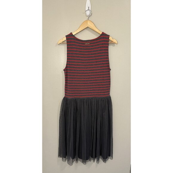 Matilda‎ Jane Womens Dress Size L Striped Tulle Sleeveless Red Gray - Picture 5 of 9